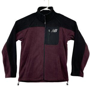New Balance Mens Small Full Zip Fleece Jacket Burgundy Red Black NWT